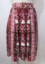 axes femme kawaii / お菓子柄スカート  ワイン Y-25-07-06-071-AX-SK-SZ-ZY