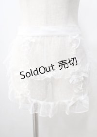 axes femme kawaii / ドットチュールハーフエプロン M 白 Y-25-07-06-072-AX-ZA-SZ-ZY