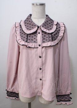 画像1: DearMyLove / ハートドットチュール重ねバックルブラウス  ピンク Y-25-07-06-020-EL-BL-SZ-ZY