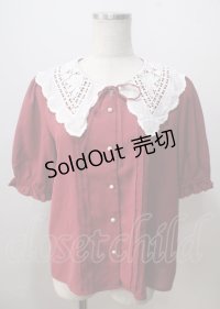 axes femme / バラ刺繍襟ブラウス  赤 Y-25-07-06-021-AX-BL-SZ-ZY