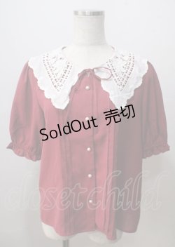画像1: axes femme / バラ刺繍襟ブラウス  赤 Y-25-07-06-021-AX-BL-SZ-ZY