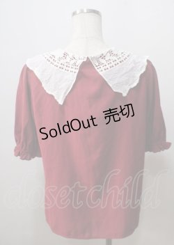 画像2: axes femme / バラ刺繍襟ブラウス  赤 Y-25-07-06-021-AX-BL-SZ-ZY