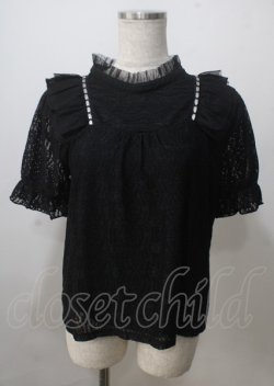 画像1: axes femme / レースリボン使いトップス  黒 Y-25-07-06-024-AX-TO-SZ-ZY