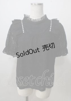画像1: axes femme / レースリボン使いトップス  黒 Y-25-07-06-024-AX-TO-SZ-ZY