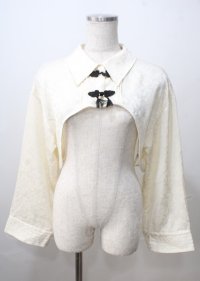 axes femme / チャイナ釦付ボレロ風ブラウス  生成り Y-25-07-06-028-AX-TO-SZ-ZY