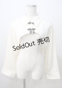 axes femme / チャイナ釦付ボレロ風ブラウス  生成り Y-25-07-06-028-AX-TO-SZ-ZY