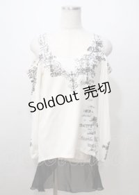 GHOST of HARLEM / プリント肩あきカットソー  白 Y-25-07-06-030-GL-TO-SZ-ZY