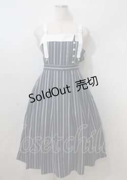 画像1: axes femme / 蝶刺繍ストライプワンピース  紺 Y-25-07-06-040-AX-OP-SZ-ZY