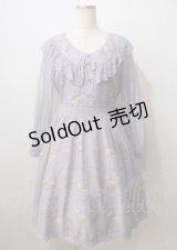 axes femme POETIQUE / ローズブーケ切替ワンピース  ラベンダー Y-25-07-06-042-AX-OP-SZ-ZY