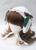 Angelic Pretty / ロップイヤーbunnyヘッドドレス/原宿店限定  白×グリーン Y-25-07-08-066-AP-AC-SZ-ZY