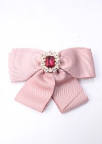 Maison de FLEUR / ビジューグログランリボンバレッタ F ピンクベージュ Y-25-07-08-007-LO-ZA-SZ-ZY