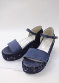axes femme POETIQUE / 星座刺繍サンダル L 紺 Y-25-07-11-114-AX-SH-SZ-ZY