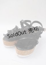 axes femme / プリーツチュール厚底サンダル M 黒 Y-25-07-11-120-AX-SH-SZ-ZY