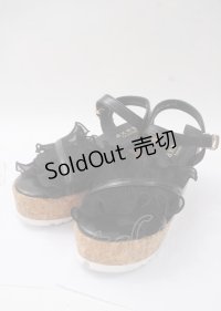axes femme / プリーツチュール厚底サンダル M 黒 Y-25-07-11-120-AX-SH-SZ-ZY