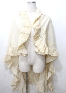 画像1: WONDERFUL WORLD / ピコフリル大半ストール  生成り Y-25-07-11-121-LO-ZA-SZ-ZY