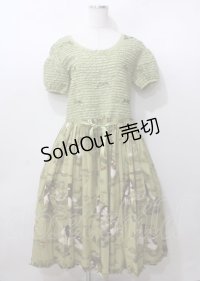 WONDERFUL WORLD / 睡蓮と少女ワンピース  グリーン Y-25-07-11-123-LO-OP-SZ-ZY