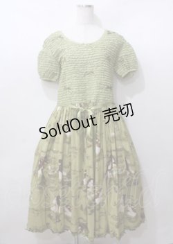 画像1: WONDERFUL WORLD / 睡蓮と少女ワンピース  グリーン Y-25-07-11-123-LO-OP-SZ-ZY