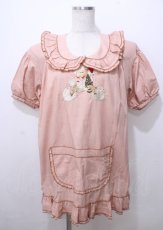 画像1: WONDERFUL WORLD / サンタ刺繍ギンガムチェックダブリエ  ピンク Y-25-07-11-125-LO-OP-SZ-ZT228 (1)