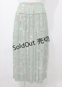WONDERFUL WORLD / 花柄アコーディオンプリーツシフォンスカート  グリーン Y-25-07-11-138-LO-SK-SZ-ZY