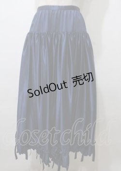 画像1: WONDERFUL WORLD / 裾リボンピンタックサテンスカート  紺 Y-25-07-11-141-LO-SK-SZ-ZY
