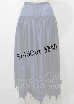画像2: WONDERFUL WORLD / 裾リボンピンタックサテンスカート  紺 Y-25-07-11-141-LO-SK-SZ-ZY