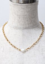 axes femme / チェーン使い淡水パールネックレス  ゴールド Y-25-07-11-027-AX-AC-SZ-ZT169-F004