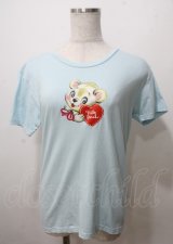 Nile Perch / くまプリントTeeシャツ  サックス Y-25-07-12-037-LO-TS-SZ-ZY
