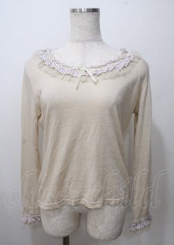 画像1: Blue rouge / ストライプフリルカットソー  ベージュ Y-25-07-12-039-CA-TO-SZ-ZY