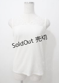 axes femme / レースビジュータンクトップ  白 Y-25-07-12-041-AX-TO-SZ-ZY