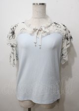 axes femme / フロッキーチュール切替プルオーバー  サックス Y-25-07-12-042-AX-TO-SZ-ZI
