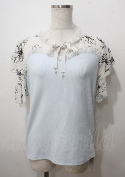 画像1: axes femme / フロッキーチュール切替プルオーバー  サックス Y-25-07-12-042-AX-TO-SZ-ZY