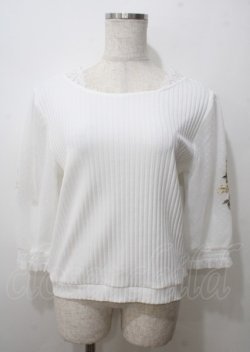 画像1: axes femme / 袖チュール刺繍トップス  白 Y-25-07-12-043-AX-TO-SZ-ZY