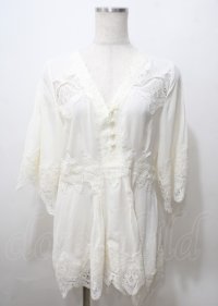 axes femme / 繊細レースチュニック  白 Y-25-07-12-044-AX-OP-SZ-ZY