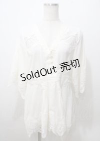 axes femme / 繊細レースチュニック  白 Y-25-07-12-044-AX-OP-SZ-ZY