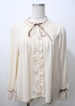 画像1: axes femme / はしごレース使いブラウス M 生成 Y-25-07-12-045-AX-BL-SZ-ZY