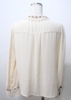 画像2: axes femme / はしごレース使いブラウス M 生成 Y-25-07-12-045-AX-BL-SZ-ZY