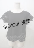 axes femme / 肩フラワーレースシャツ  黒 Y-25-07-12-050-AX-TO-SZ-ZY