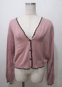 画像1: DearMyLove / ハート透かし柄カーディガン 3L ピンク Y-25-07-12-055-EL-TO-SZ-ZY