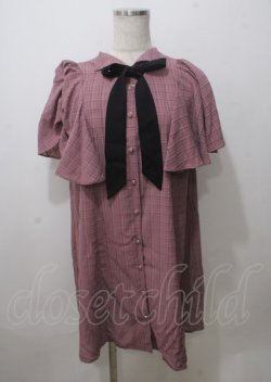 画像1: axes femme / シアーチェックケープ風ワンピース F ピンク Y-25-07-12-060-AX-OP-SZ-ZY