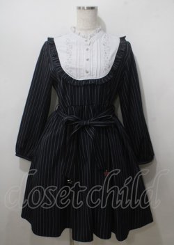 画像1: axes femme POETIQUE / エトワール刺繍ストライプワンピース  紺 Y-25-07-12-061-AX-OP-SZ-ZY