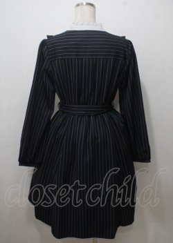 画像2: axes femme POETIQUE / エトワール刺繍ストライプワンピース  紺 Y-25-07-12-061-AX-OP-SZ-ZY