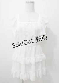 Pina sweetcollection / ティアードフリルエプロン（梨地）  白 Y-25-07-12-066-LO-OP-SZ-ZY