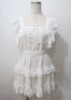 画像1: Pina sweetcollection / ティアードフリルエプロン（梨地）  白 Y-25-07-12-066-LO-OP-SZ-ZY