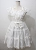 BABY,THE STARS SHINE BRIGHT / Innocent Ribbon Lace シャーリングジャンパースカート  白 Y-25-07-12-068-BA-OP-SZ-ZY
