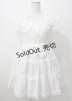 画像1: BABY,THE STARS SHINE BRIGHT / Innocent Ribbon Lace シャーリングジャンパースカート  白 Y-25-07-12-068-BA-OP-SZ-ZY
