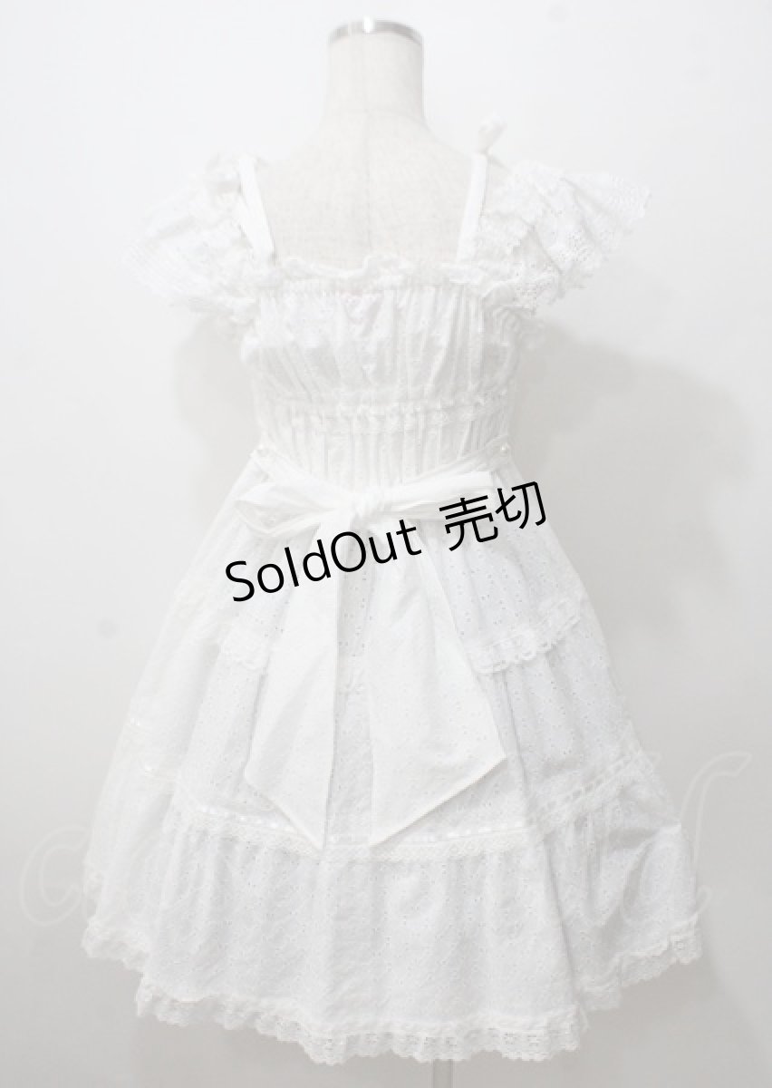 画像2: BABY,THE STARS SHINE BRIGHT / Innocent Ribbon Lace シャーリングジャンパースカート  白 Y-25-07-12-068-BA-OP-SZ-ZY (2)