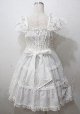 画像2: BABY,THE STARS SHINE BRIGHT / Innocent Ribbon Lace シャーリングジャンパースカート  白 Y-25-07-12-068-BA-OP-SZ-ZY (2)