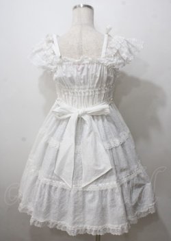 画像2: BABY,THE STARS SHINE BRIGHT / Innocent Ribbon Lace シャーリングジャンパースカート  白 Y-25-07-12-068-BA-OP-SZ-ZY
