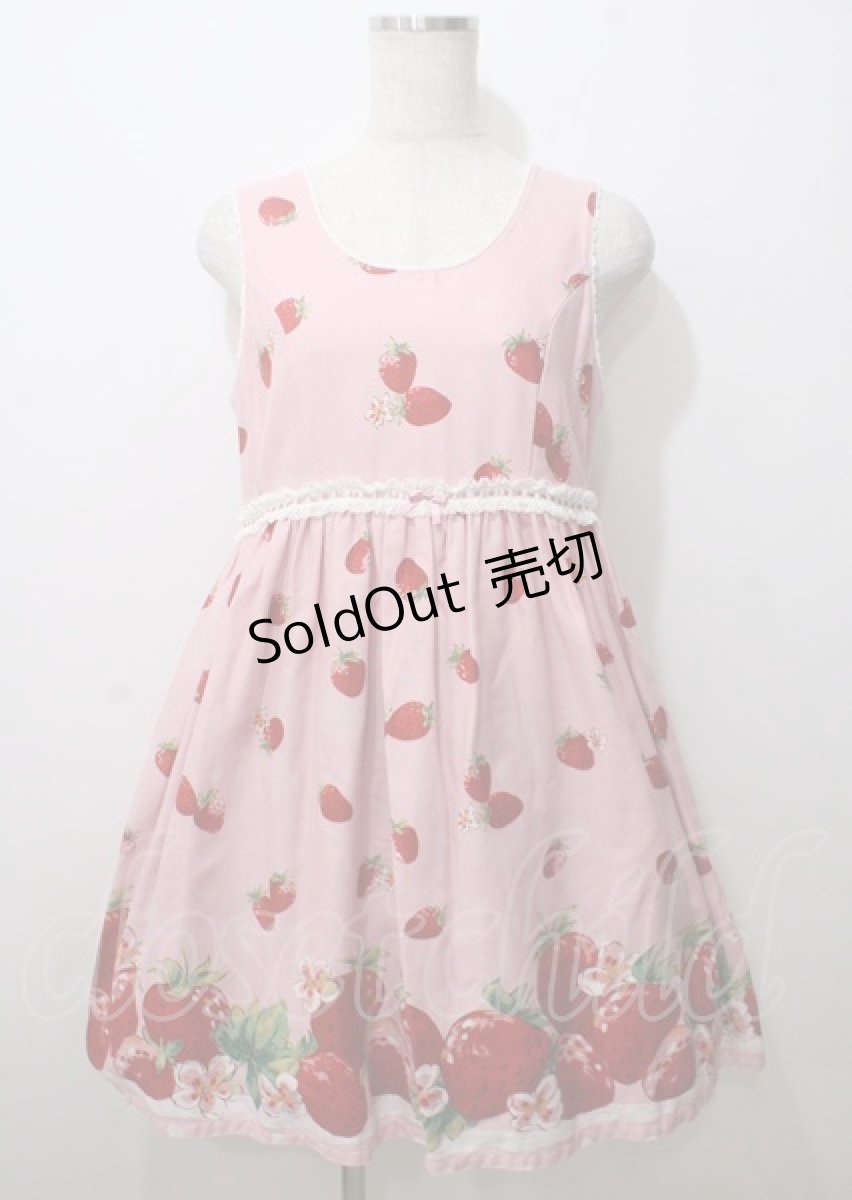 画像1: Shirley Temple / いちごプリント入りジャンパースカート 160 ピンク Y-25-07-12-074-ET-OP-SZ-ZT183 (1)