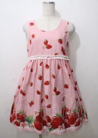 Shirley Temple / いちごプリント入りジャンパースカート 160 ピンク Y-25-07-12-074-ET-OP-SZ-ZY